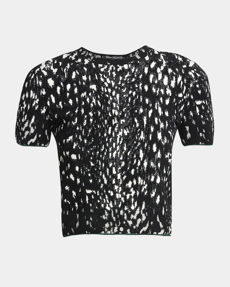 Lynx Jacquard Compact Velvet Viscose Short-Sleeve T-Shirt