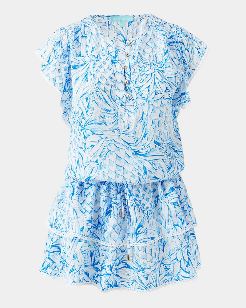 Lenni Pineapple Short-Sleeve Mini Dress