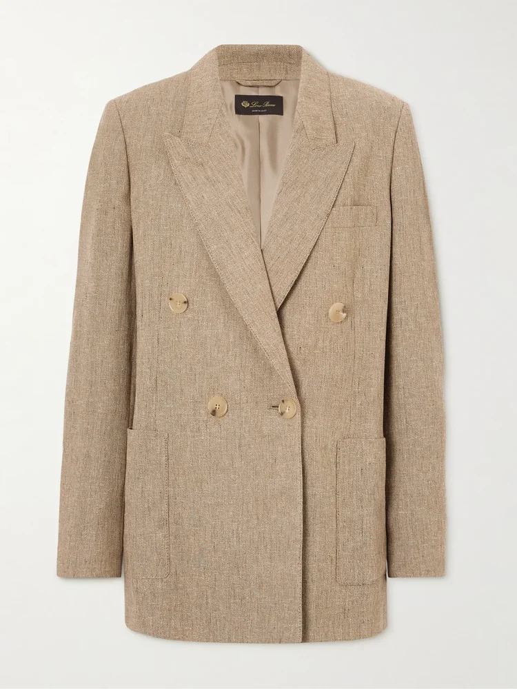 Double-breasted linen blazer
