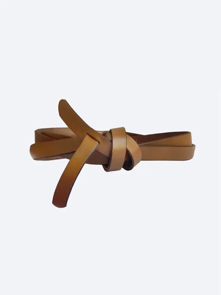 Chic Leather Bridle Wrap Belt in Brown - Brochu Walker