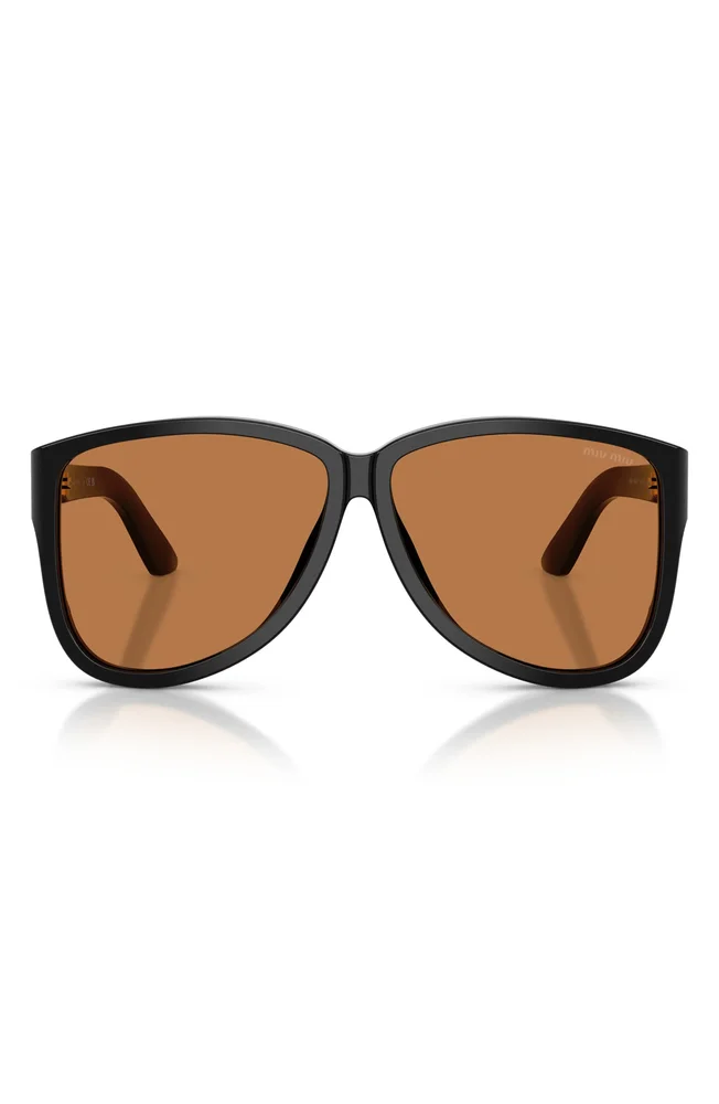61mm Pilot Sunglasses (black, orange lens)