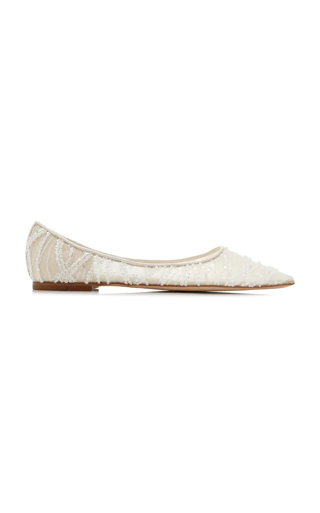 Love Embellished Mesh Ballet Flats