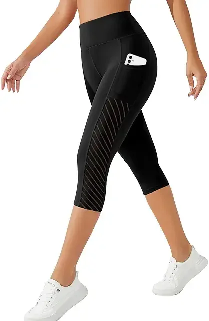 Women's Capri Leggings with Pockets Tummy Control Workout High Waisted Athletic Running 3/4 Ultra Soft Gym Yoga Pants