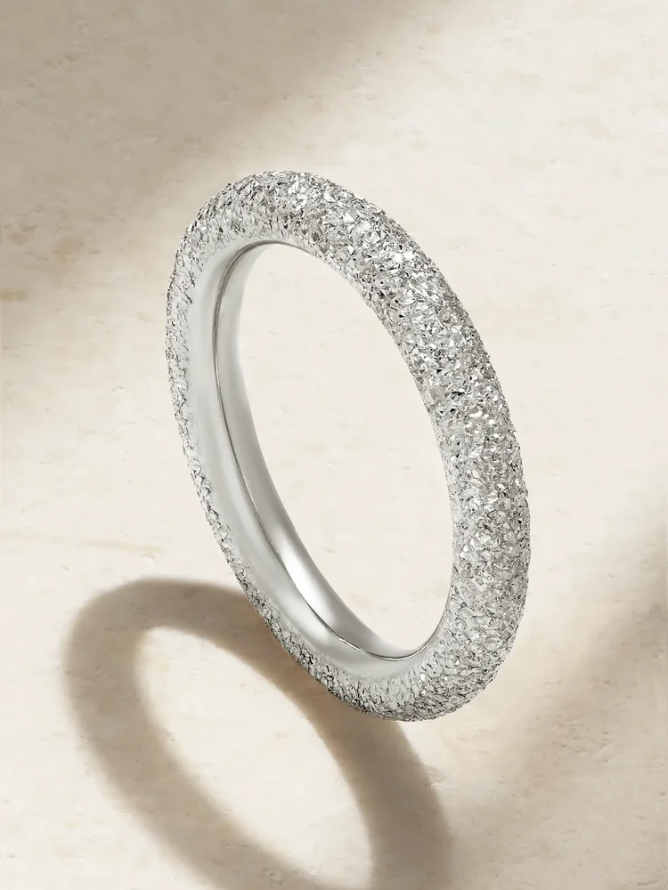 Florentine Finish 18-karat white gold ring