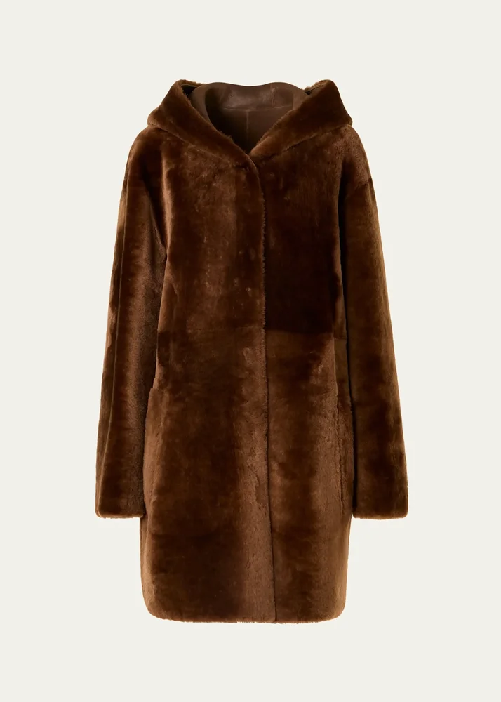 Hooded Shearling Oversized Coat