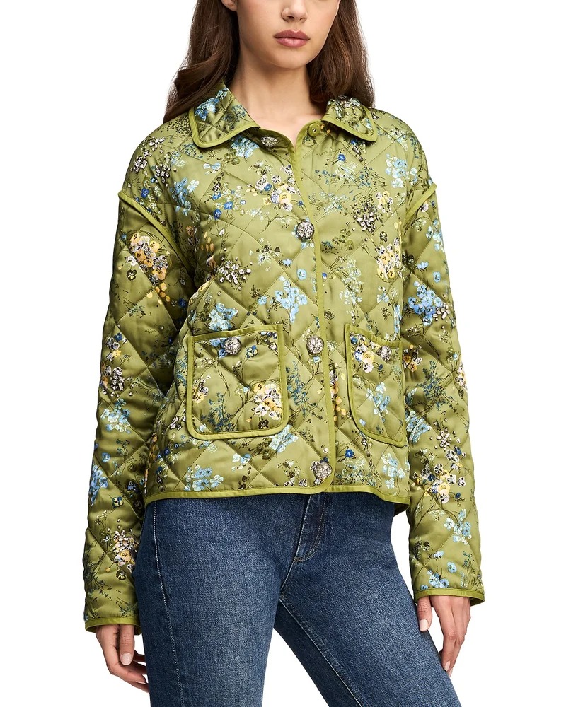 Hand Sketched Floral Alexa Quilted Jacket