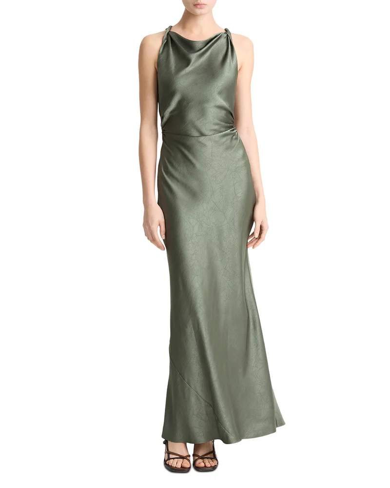 Cowl Neck Twist Shoulder Dress