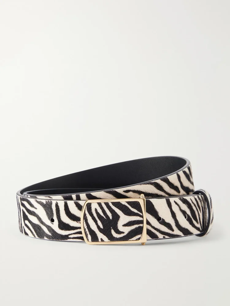 Deza zebra-print calf hair belt