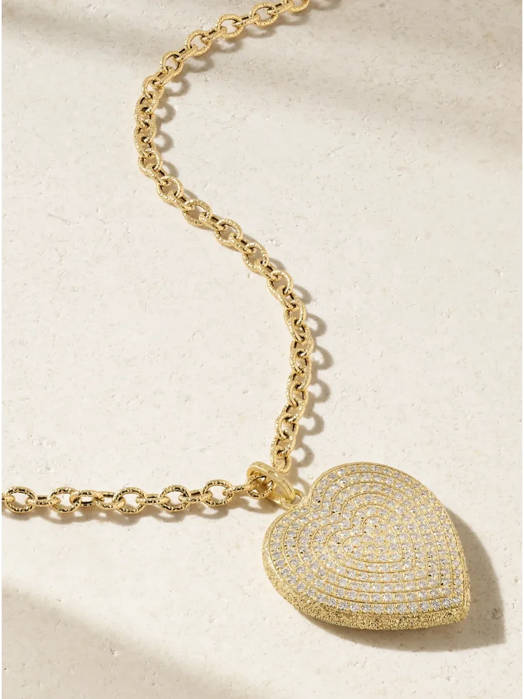 Rollò + Pavé Cuore 18-karat gold diamond necklace