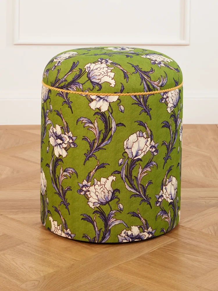 Babà floral-printed canvas pouf