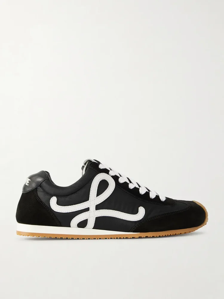 Ballet Runner 2.0 logo-appliquéd leather, shell and suede sneakers