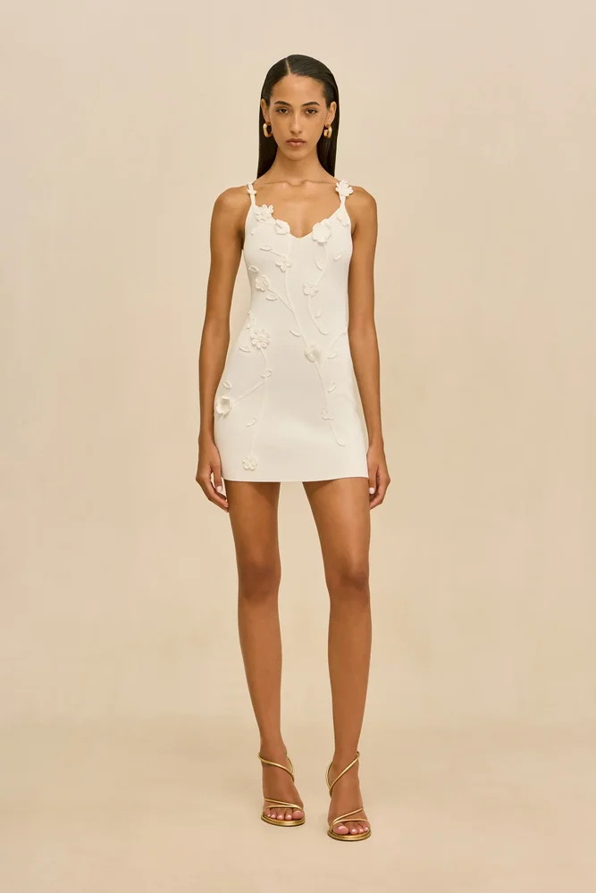 FLORA KNIT DRESS - OFF WHITE