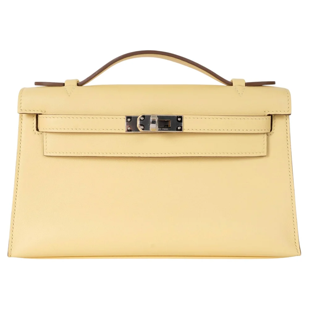 Pre-Owned Kelly Pochette Jaune Poussin Swift, Palladium Hardware