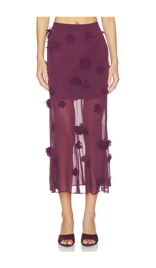 Cora Floral Applique Midi Skirt