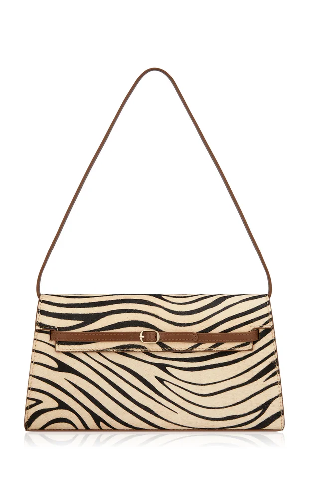 Zebra-Print Pony Hair Shoulder Bag
