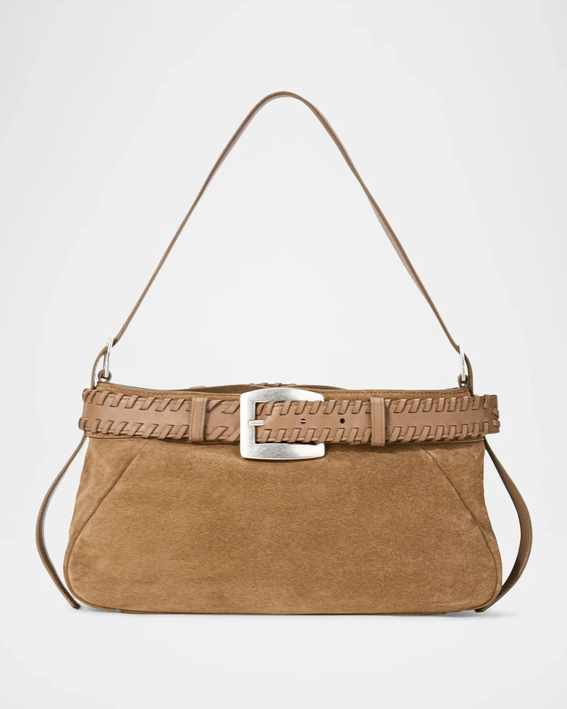Brooklyn Buckled Suede Shoulder Bag