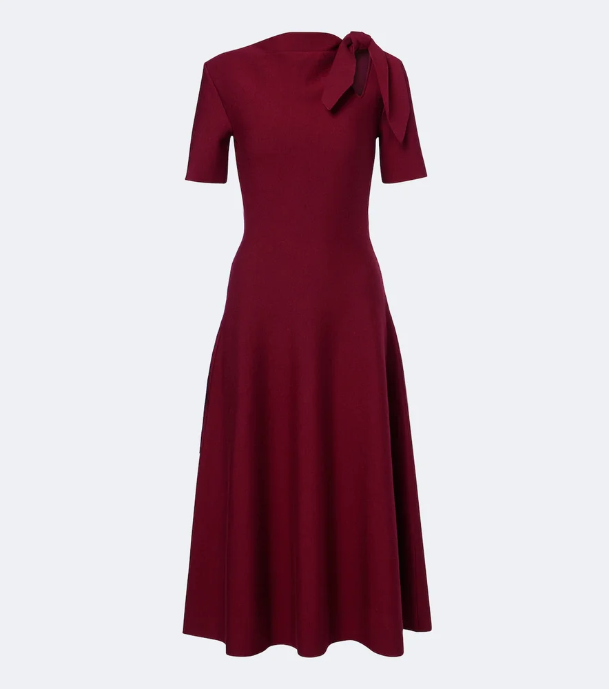 Cutout wool-blend midi dress