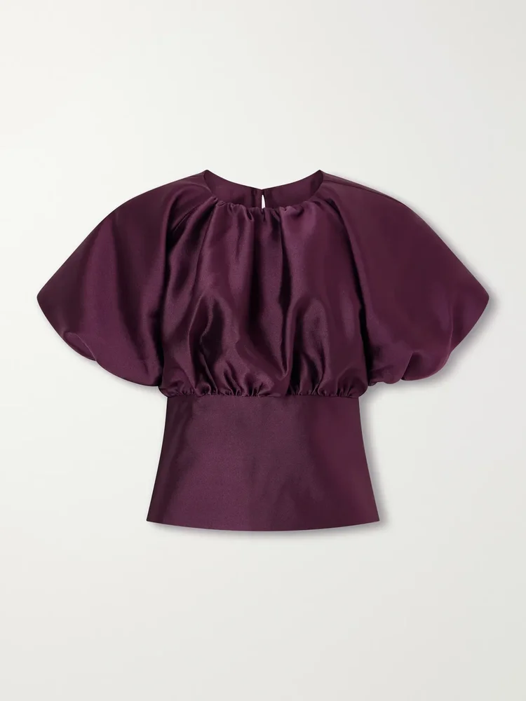 Gathered taffeta top