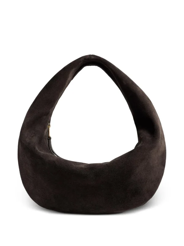 KHAITE Medium Olivia Zip calf-suede Shoulder Bag | Brown