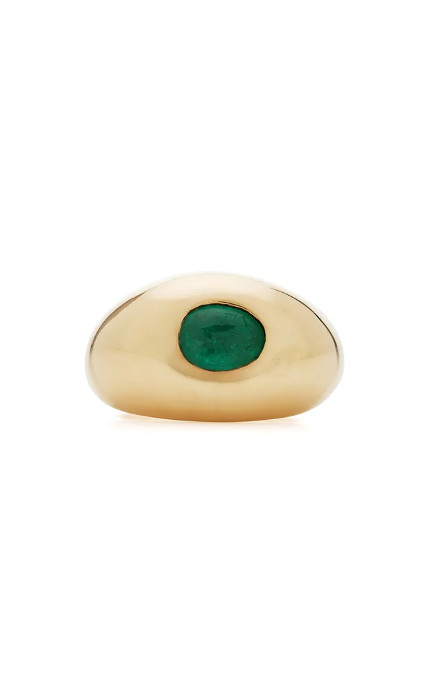 10k Yellow Gold Emerald Cigar Band Ring