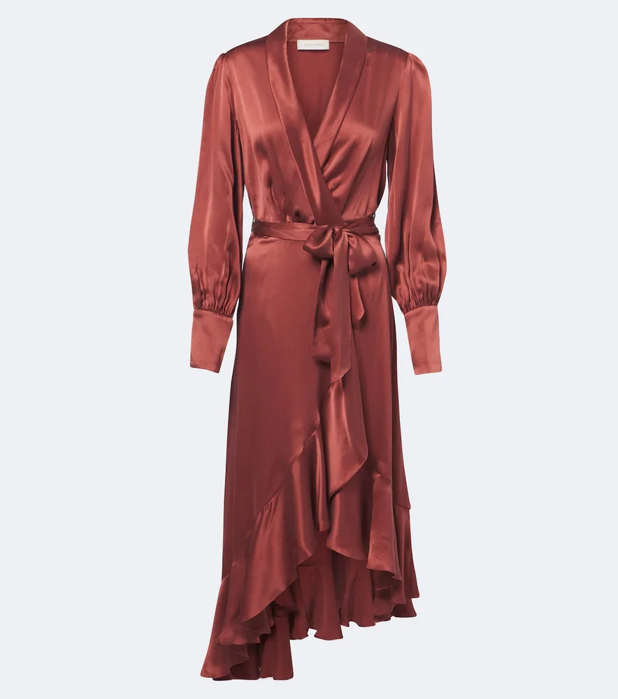 Silk satin wrap dress