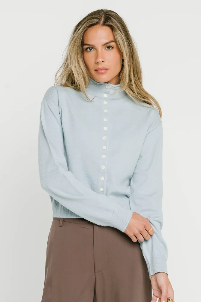 bohme.com Maya Button Up Sweater in Blue