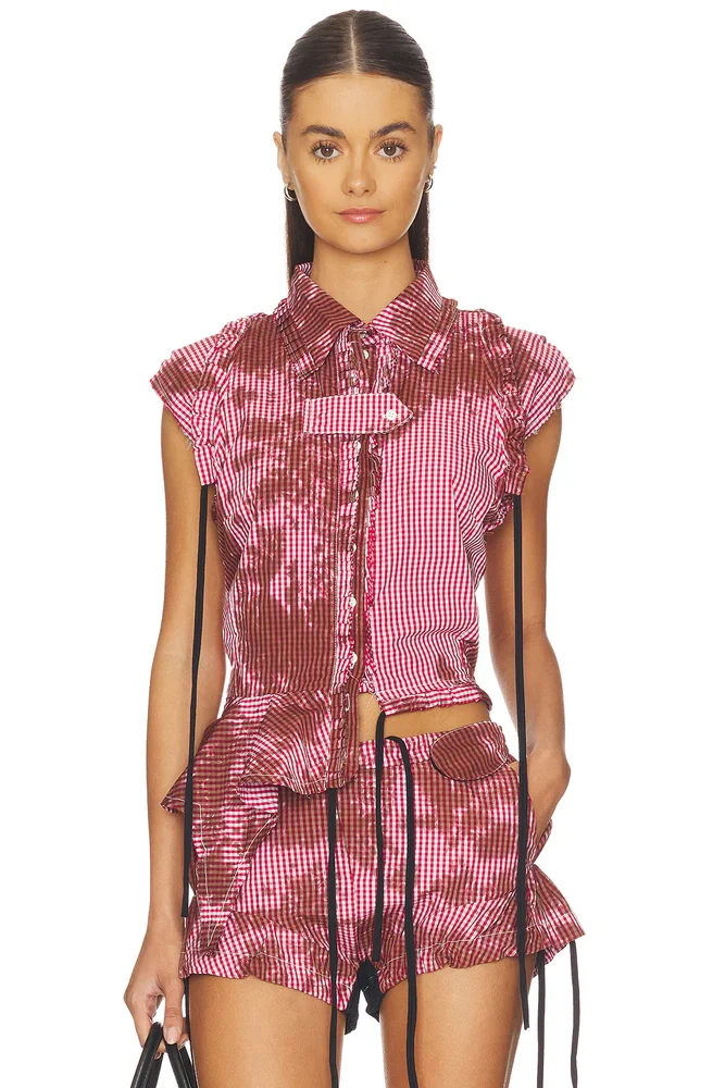 Picnic Ruched Ruffle Blouse