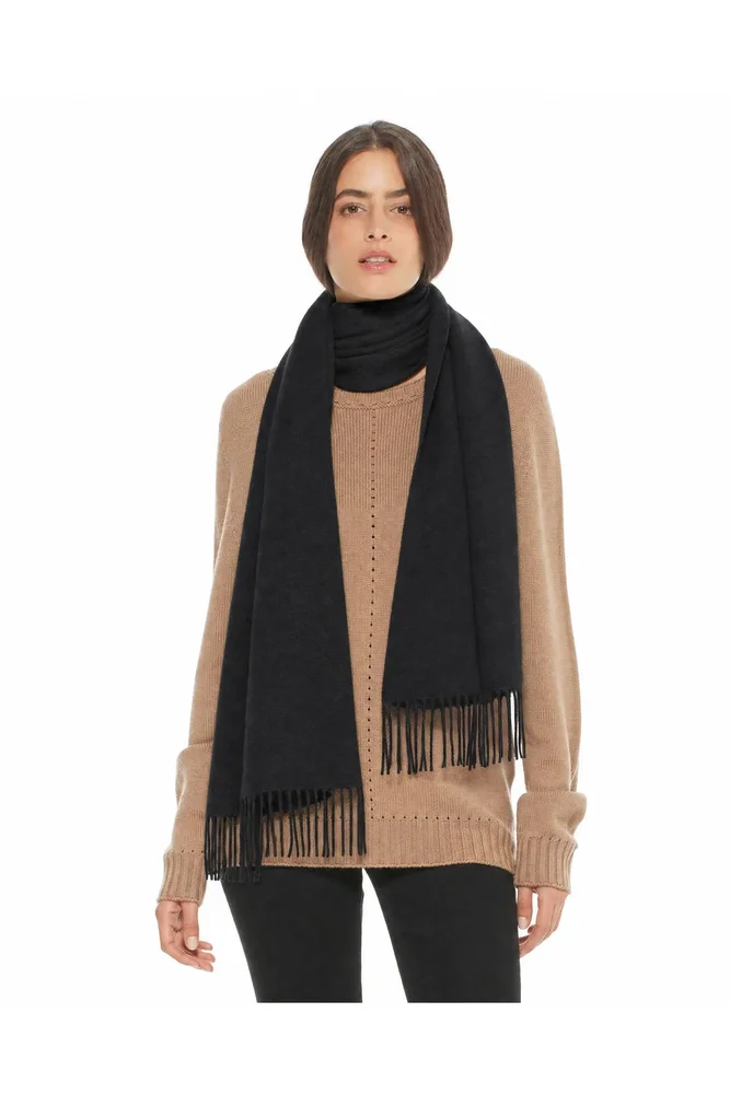 Essential Pure Cashmere Woven Scarf With Fringes