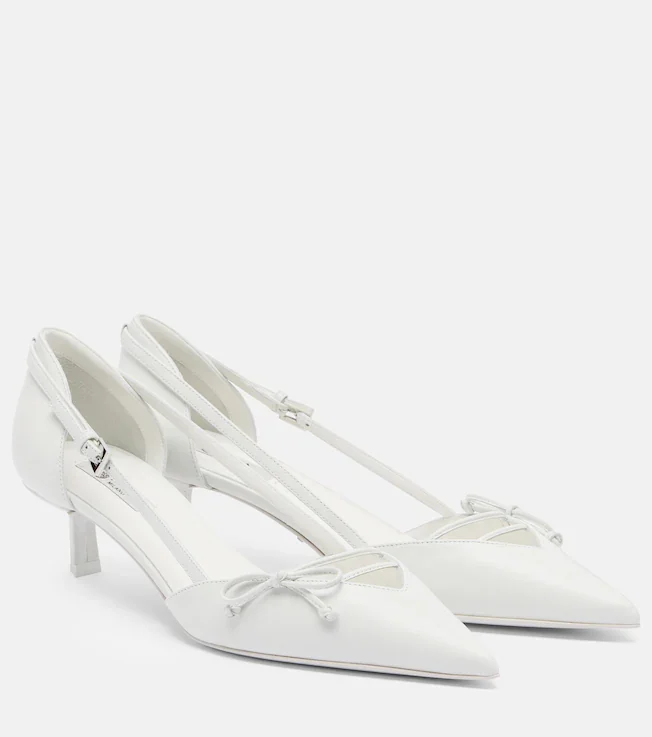 Bow-detail leather pumps