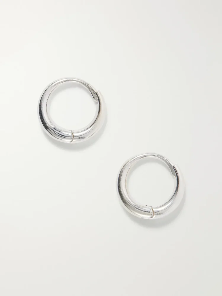 Medium Nouveau sterling silver hoop earrings