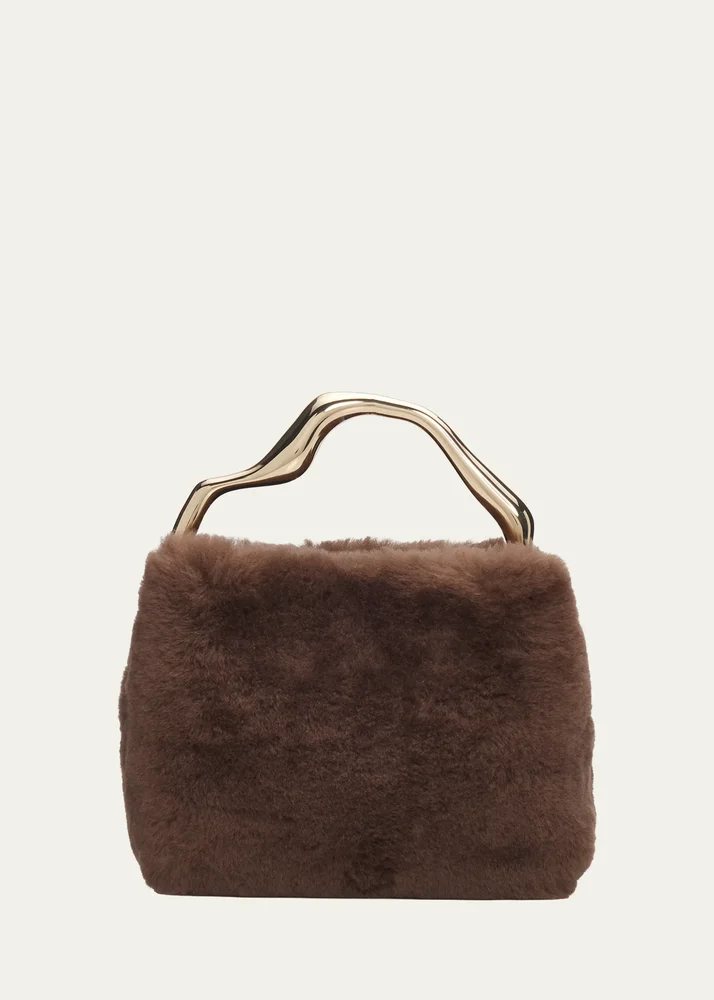 Solene Mini Sheep Shearling Fur Top-Handle Bag
