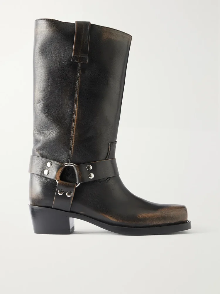 Roxy studded leather knee boots