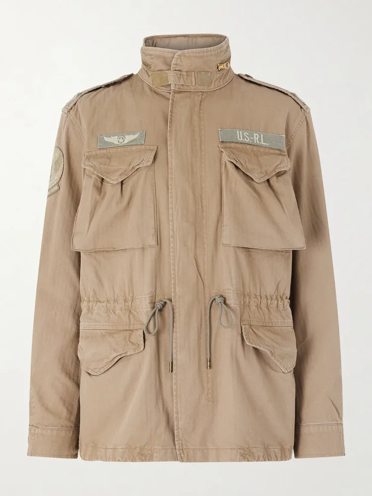 Detailed-Embroidered Cotton-Herringbone Jacket