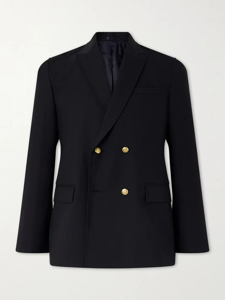 Double-Breasted Grain de Poudre Wool Blazer