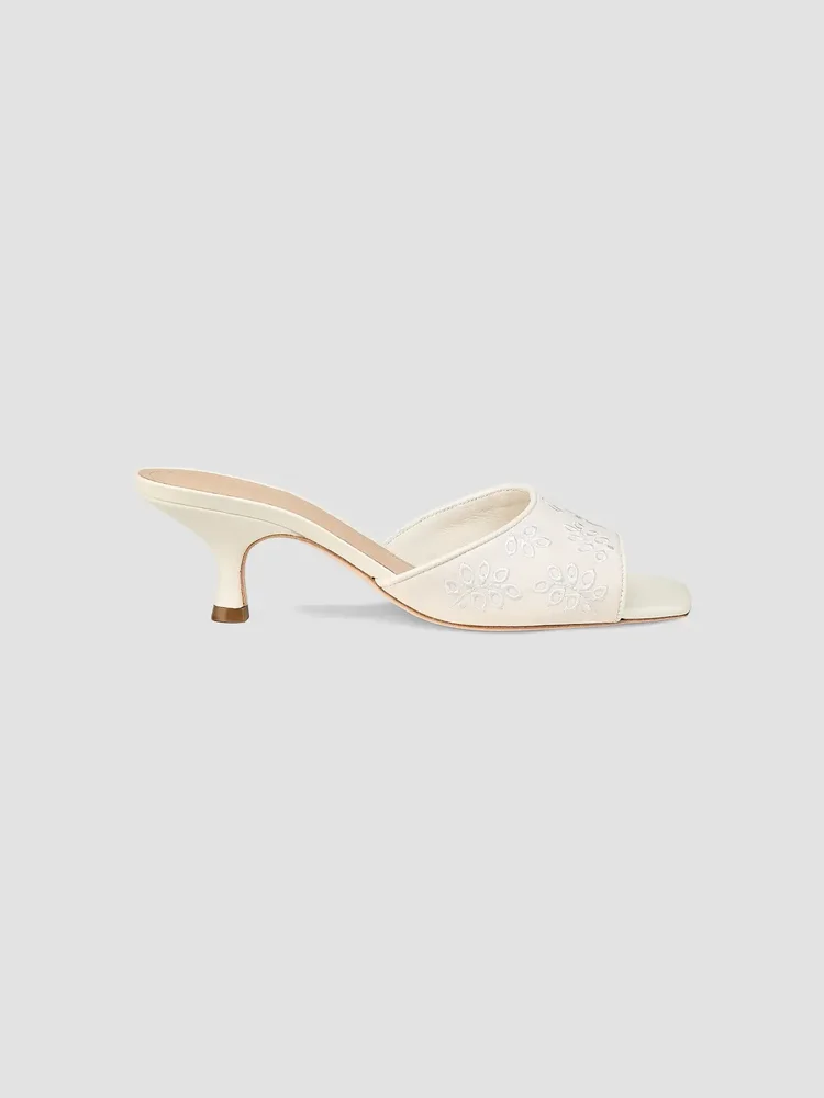 55MM Eyelet-Embroidered Mules