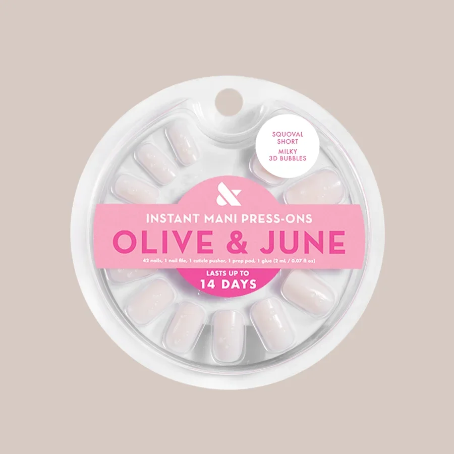 Milky 3D Bubbles - Press-On | Short | Squoval