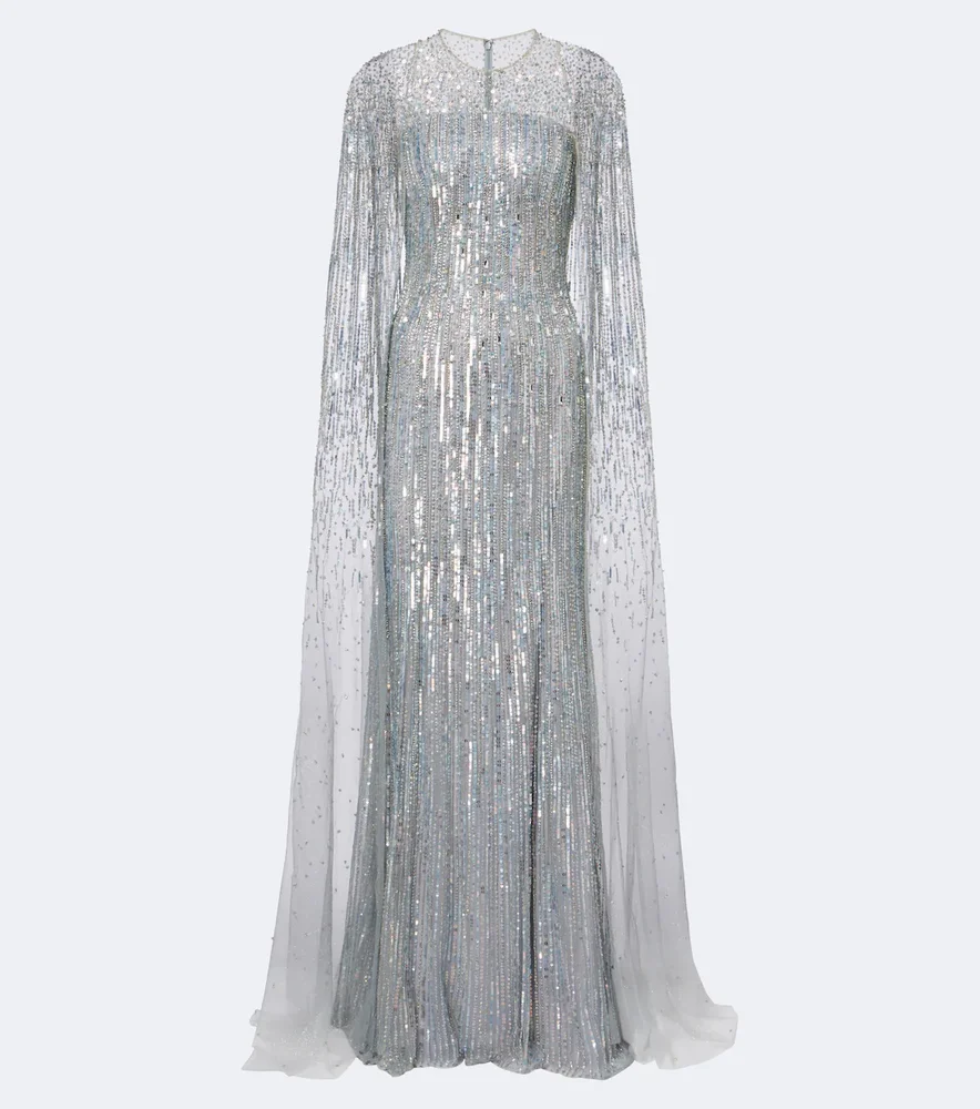 Cosmic Dust embellished caped gown