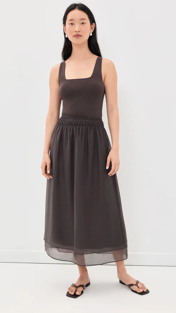 Square Neck Mixed Media Dress