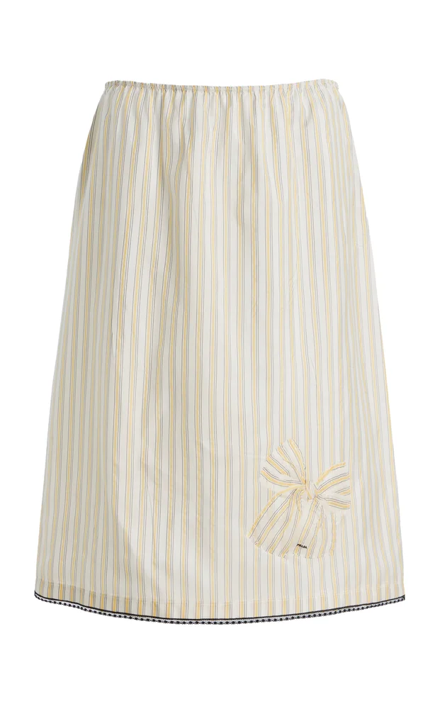 Striped Cupro Midi Skirt