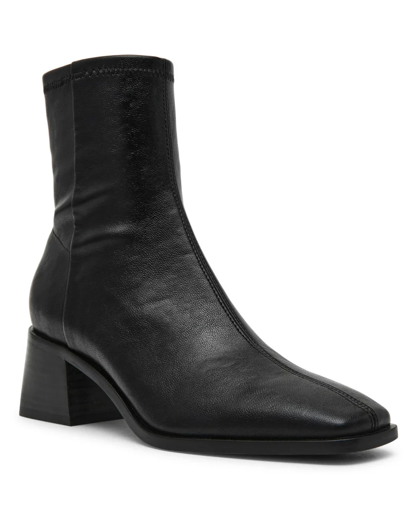 Eralyn Block Heel Square Toe Sock Booties