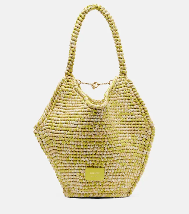 Lotus Mini raffia tote bag