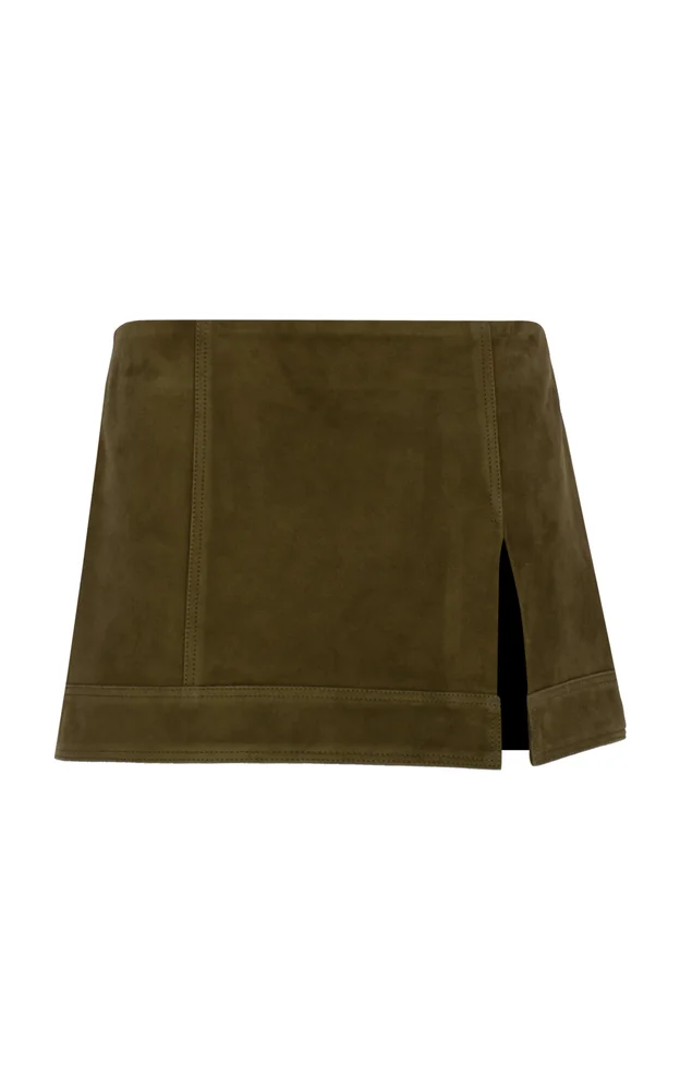 x Camille Charrière Mini Suede Skirt with Slit