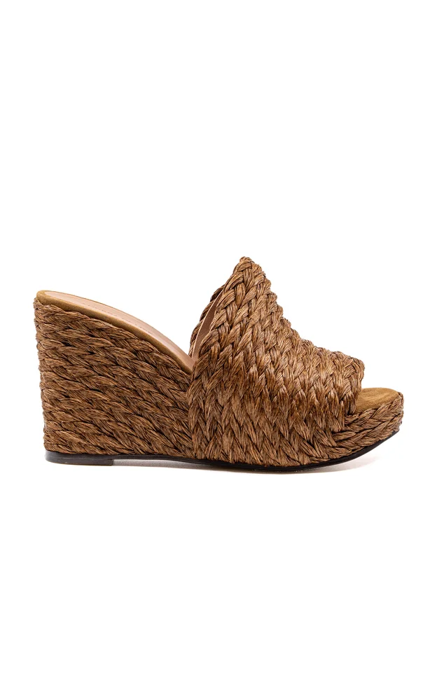 Exclusive Gloria Raffia Wedge Sandals