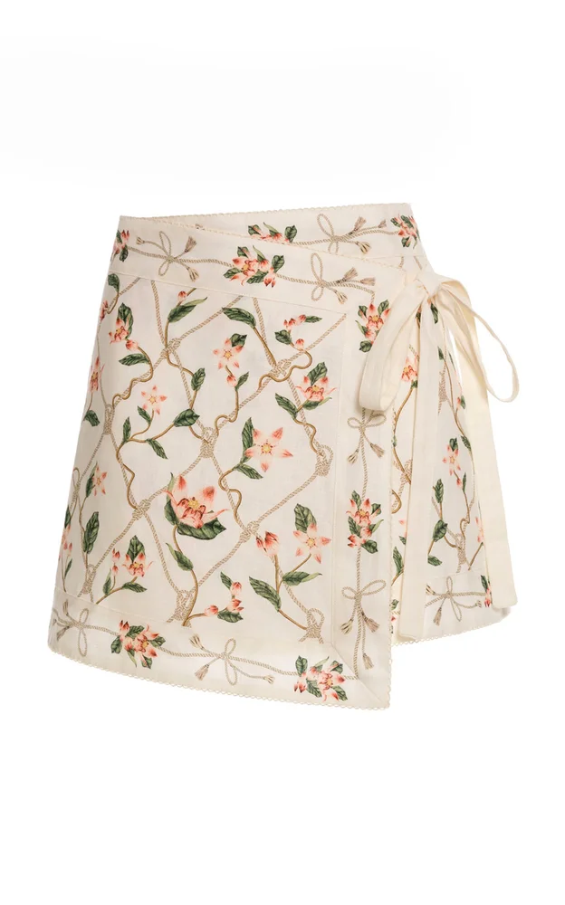 Lluna Navegante Linen Mini Wrap Skirt