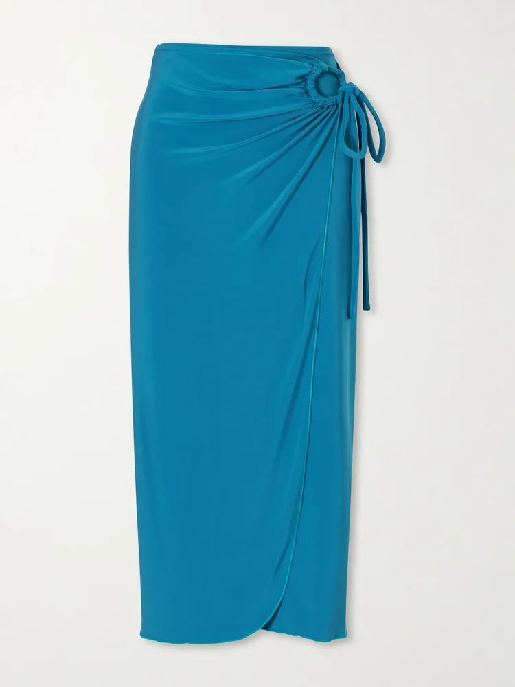 Afoso gathered jersey wrap-effect maxi skirt