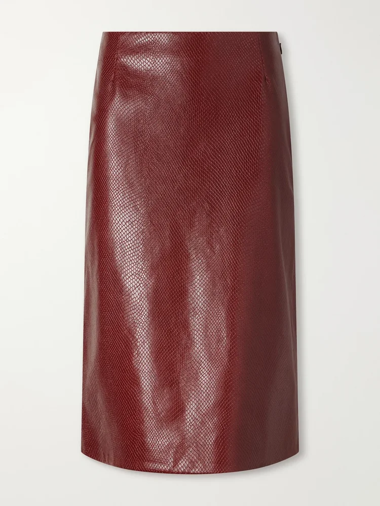 Noelia snake-effect leather midi skirt