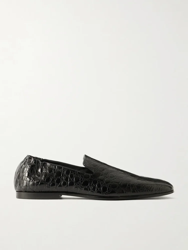 Soft Croc-Effect Leather Loafers