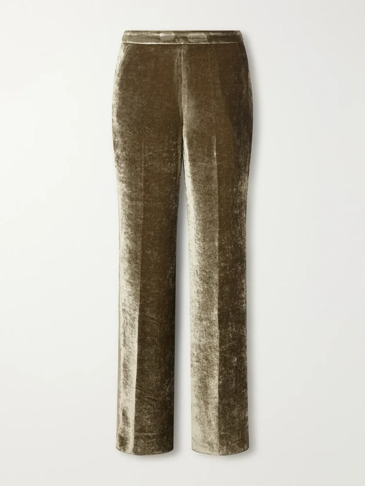 Velvet straight-leg pants