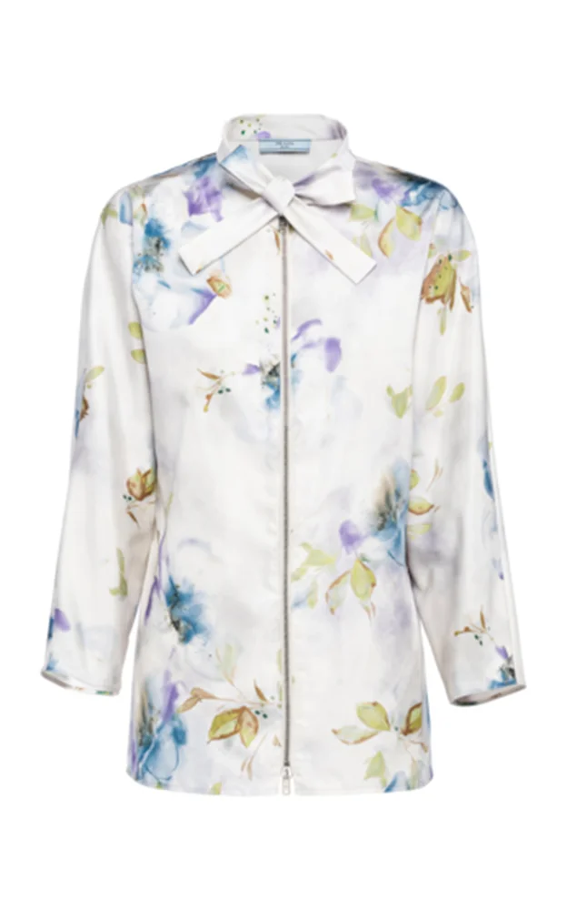 Printed Radzmire Tie-Neck Top