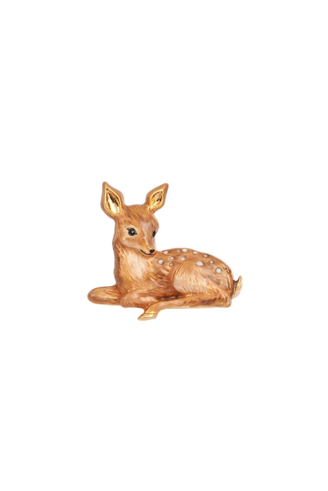 Resting Fawn Enamel Brooch